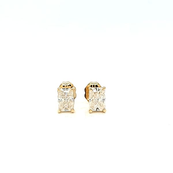 14k Yellow Gold Radiant Cut 4 x 6 Moissanite Stud Earrings, 1.08cts TW Arezzo Jewelers Elmwood Park, IL