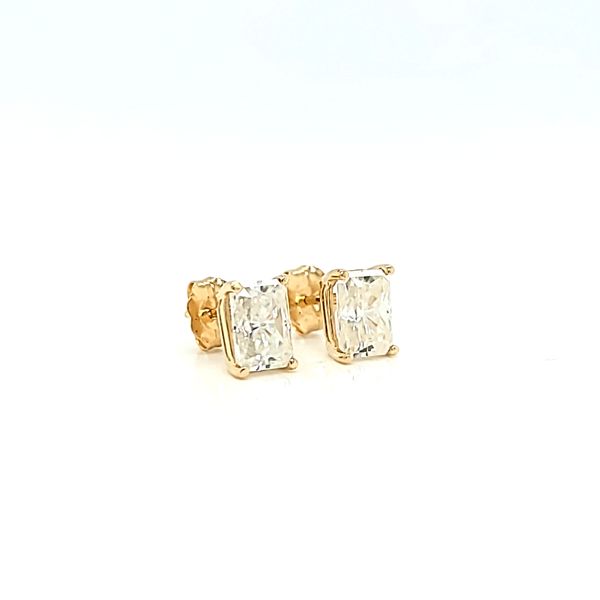 14k Yellow Gold 5 x 7 Radiant Cut Moissanite Stud Earrings, 2.02cts Image 2 Arezzo Jewelers Elmwood Park, IL