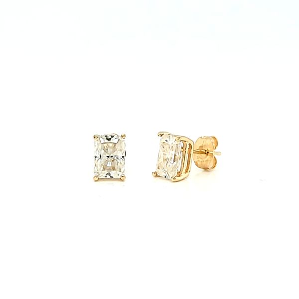 14k Yellow Gold 5 x 7 Radiant Cut Moissanite Stud Earrings, 2.02cts Image 3 Arezzo Jewelers Elmwood Park, IL