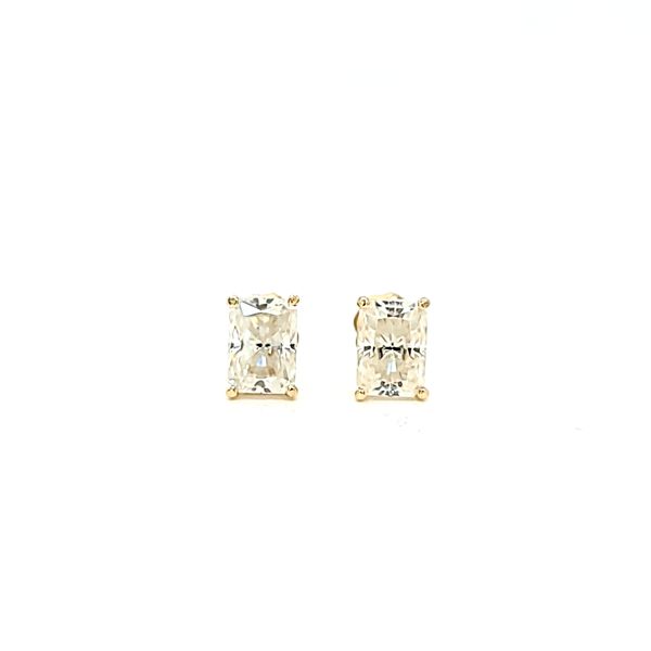 14k Yellow Gold 5 x 7 Radiant Cut Moissanite Stud Earrings, 2.02cts Arezzo Jewelers Elmwood Park, IL