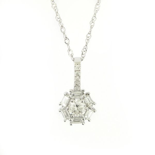 White Gold Cluster Diamond Pendant Arezzo Jewelers Elmwood Park, IL