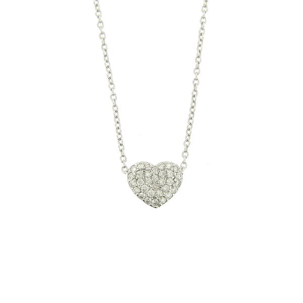 Petite Pave Diamond Puffed Heart Necklace Arezzo Jewelers Elmwood Park, IL