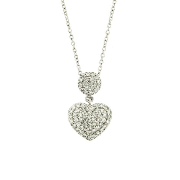 White Gold Pave Diamond Heart Pendant Arezzo Jewelers Elmwood Park, IL