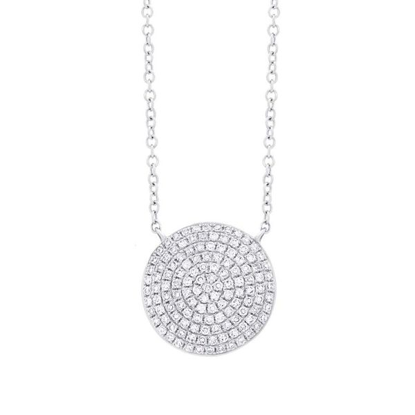 White Gold Pave Diamond Circle Pendant - .37cts Arezzo Jewelers Elmwood Park, IL