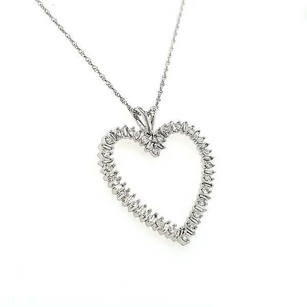 10k White Gold Diamond Heart Necklace Image 2 Arezzo Jewelers Elmwood Park, IL