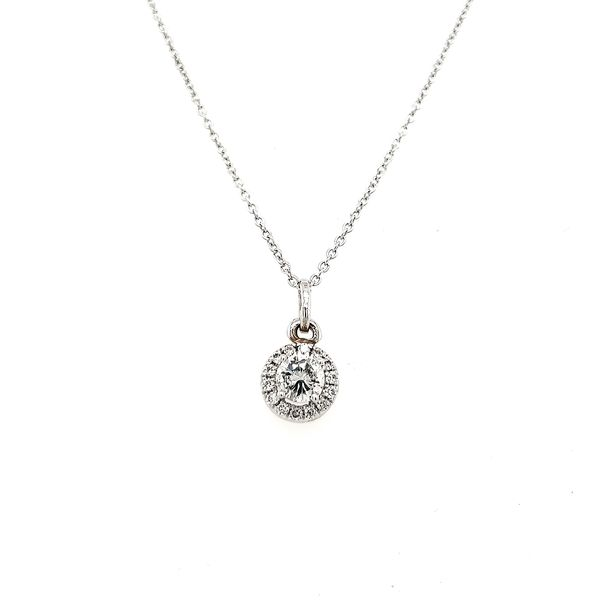 White Gold Diamond Halo Pendant Arezzo Jewelers Elmwood Park, IL