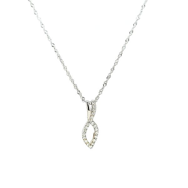 14k White Gold Diamond Necklace Pendant, .10cts Arezzo Jewelers Elmwood Park, IL