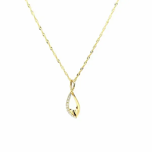 14k Yellow Gold Diamond Necklace Pendant, .07cts Arezzo Jewelers Elmwood Park, IL