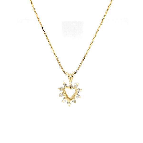 14k Yellow GOld Diamond Heart Pendant Image 2 Arezzo Jewelers Elmwood Park, IL