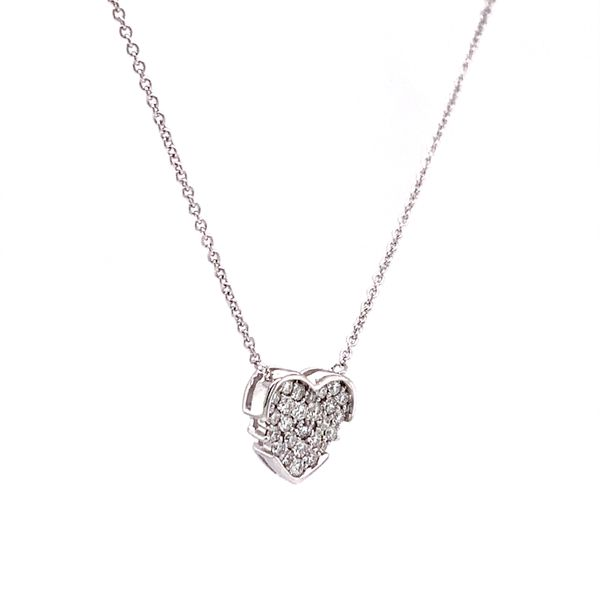 14k White Gold Diamond Heart Necklace Image 2 Arezzo Jewelers Elmwood Park, IL