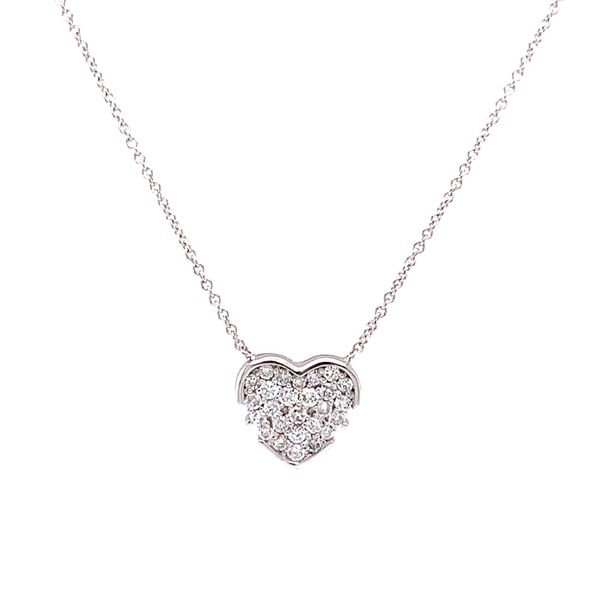 14k White Gold Diamond Heart Necklace Arezzo Jewelers Elmwood Park, IL