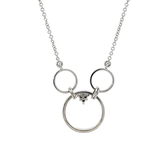 Charming 18K White Gold Diamond Disney Minnie Ears Necklace Image 4 Arezzo Jewelers Elmwood Park, IL