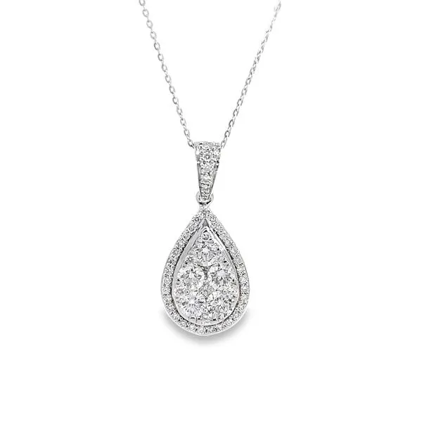 2.20ct Diamond Pear Cluster Pendant in 18k White Gold Arezzo Jewelers Elmwood Park, IL