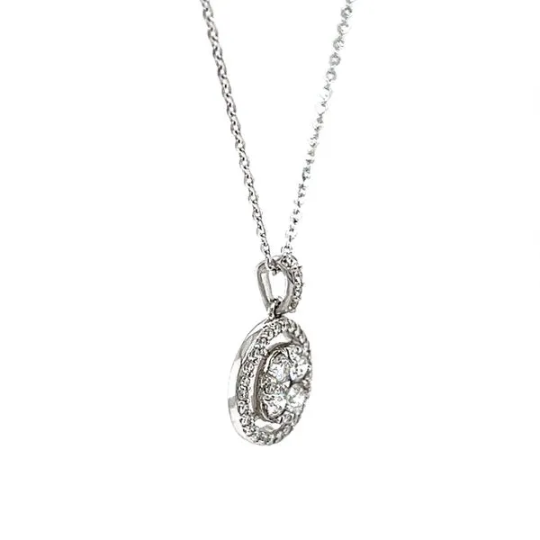 18k White Gold Diamond Halo Cluster Pendant Image 3 Arezzo Jewelers Elmwood Park, IL