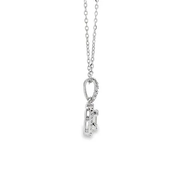 18k White Gold Diamond Halo Emerald Cluster Design Pendant Image 2 Arezzo Jewelers Elmwood, IL