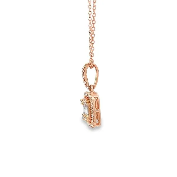 18k Rose Gold Diamond Halo Emerald Cluster Design Pendant Image 2 Arezzo Jewelers Elmwood Park, IL