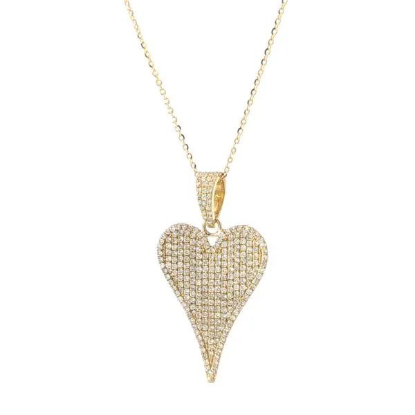 1.06ct Pave Diamond Heart Necklace Pendant in Yellow Gold Image 3 Arezzo Jewelers Elmwood Park, IL