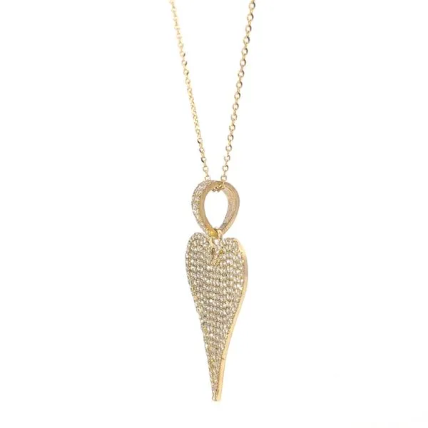 1.06ct Pave Diamond Heart Necklace Pendant in Yellow Gold Image 4 Arezzo Jewelers Elmwood Park, IL