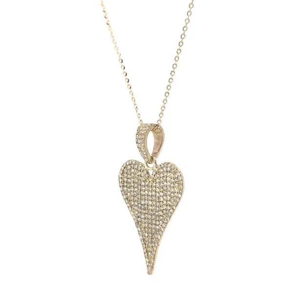 1.06ct Pave Diamond Heart Necklace Pendant in Yellow Gold Image 5 Arezzo Jewelers Elmwood Park, IL