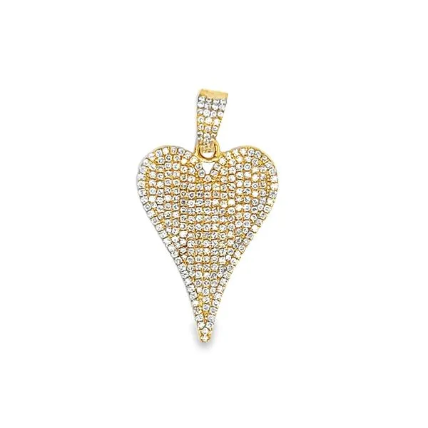14K Yellow Gold Pave Diamond Heart Pendant Arezzo Jewelers Elmwood Park, IL