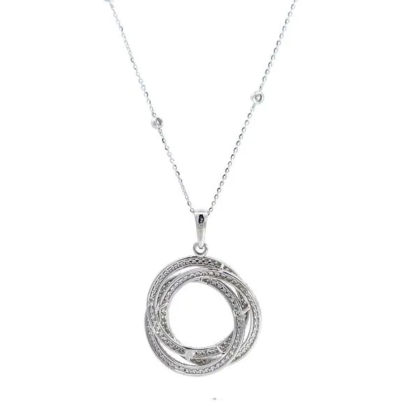 18k White Gold Interlocking Circle 3.77ct Diamond Pendant Image 4 Arezzo Jewelers Elmwood Park, IL