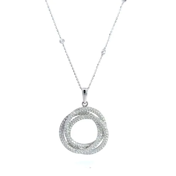 18k White Gold Interlocking Circle 3.77ct Diamond Pendant Arezzo Jewelers Elmwood Park, IL