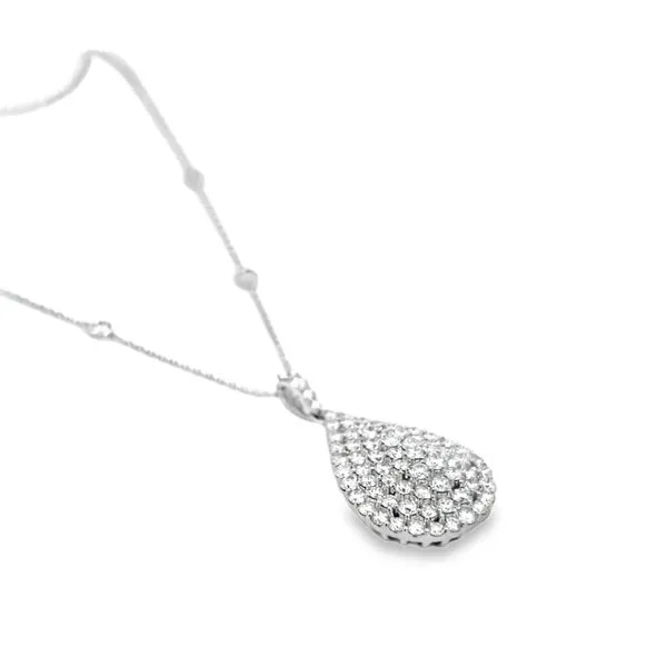 18k White Gold Pear Shape Diamond Pendant Image 2 Arezzo Jewelers Elmwood, IL