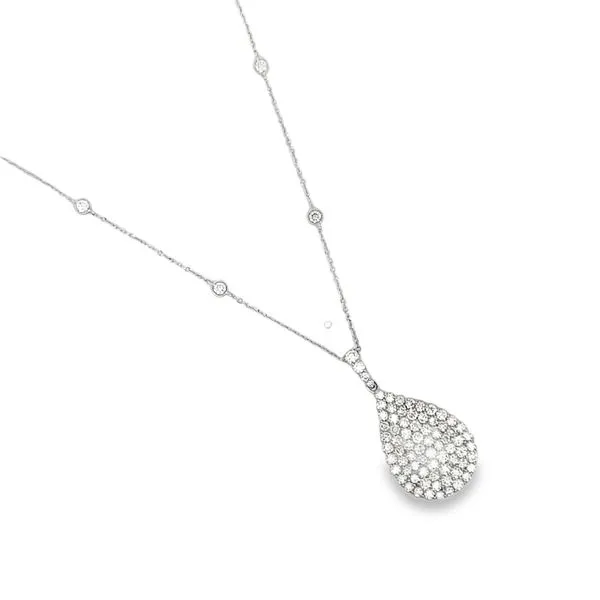 18k White Gold Pear Shape Diamond Pendant Image 3 Arezzo Jewelers Elmwood, IL
