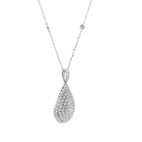 18k White Gold Pear Shape Diamond Pendant Image 4 Arezzo Jewelers Elmwood, IL