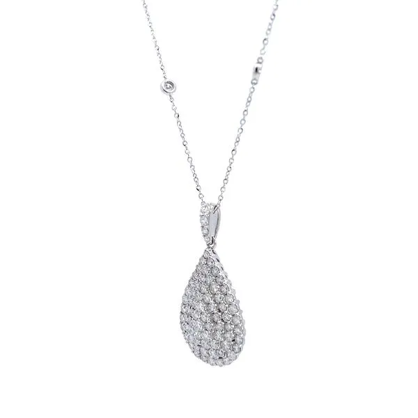 18k White Gold Pear Shape Diamond Pendant Image 5 Arezzo Jewelers Elmwood, IL