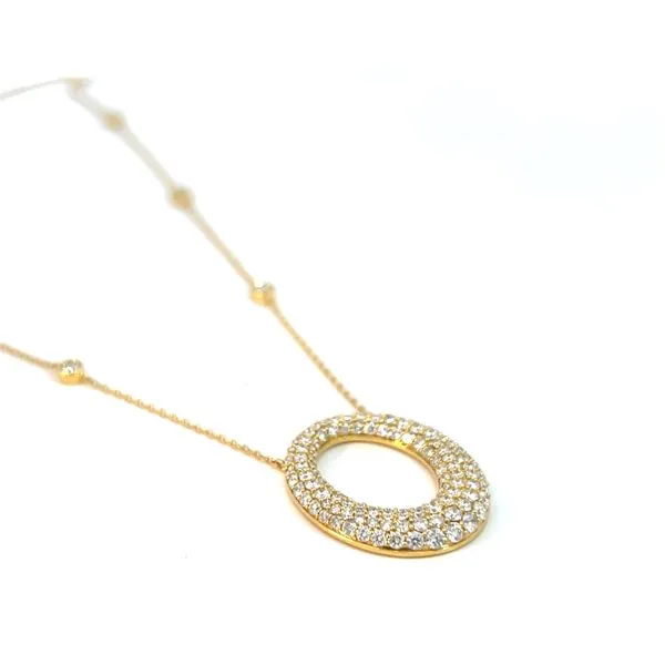 18k Yellow Gold Oval 1.51ct Pave Diamond Pendant Image 2 Arezzo Jewelers Elmwood, IL