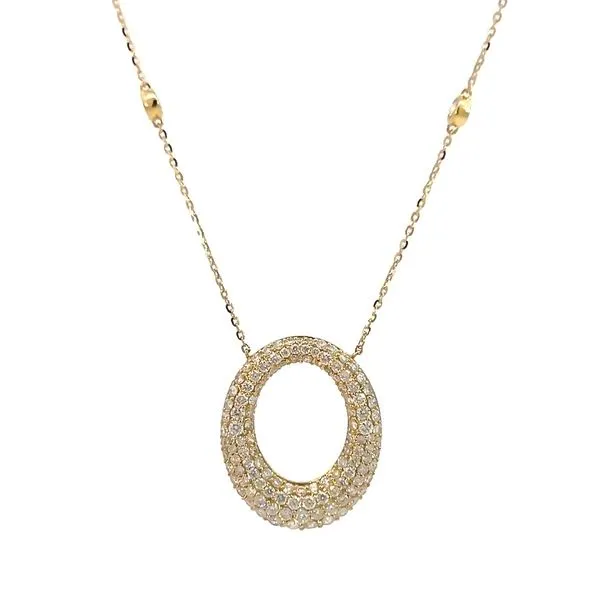 18k Yellow Gold Oval 1.51ct Pave Diamond Pendant Image 3 Arezzo Jewelers Elmwood, IL