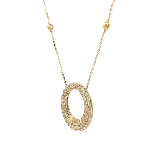 18k Yellow Gold Oval 1.51ct Pave Diamond Pendant Image 4 Arezzo Jewelers Elmwood, IL