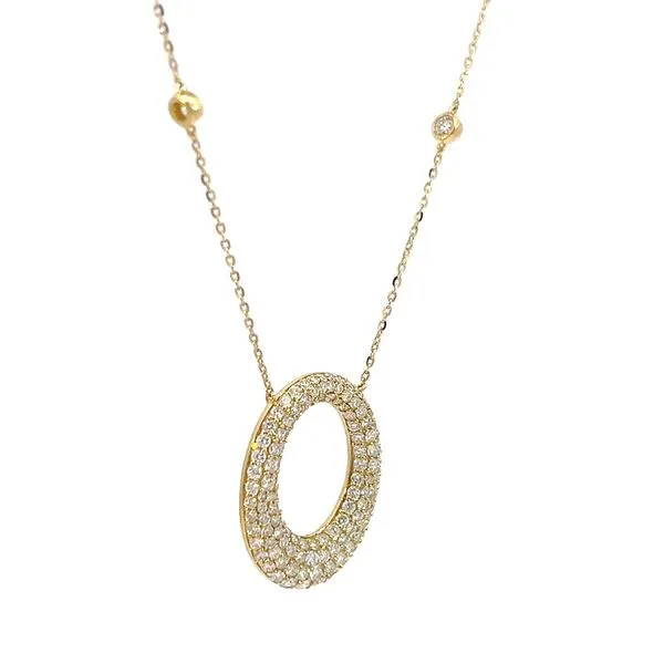 18k Yellow Gold Oval 1.51ct Pave Diamond Pendant Image 5 Arezzo Jewelers Elmwood, IL