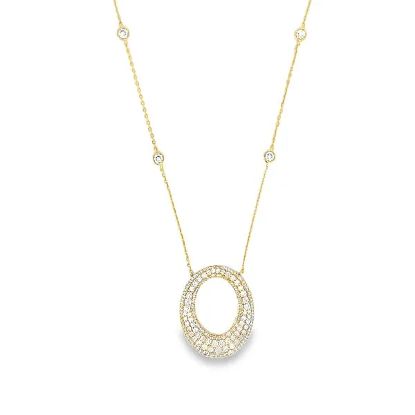 18k Yellow Gold Oval 1.51ct Pave Diamond Pendant similar item image