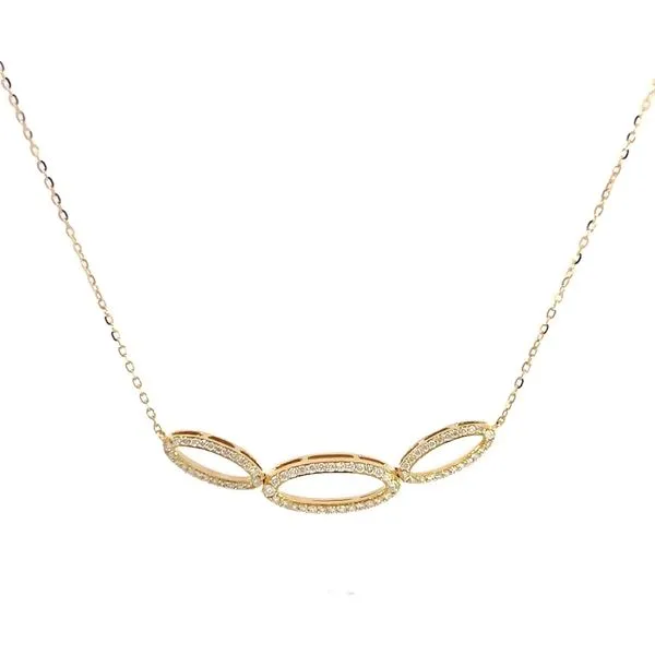 18k Yellow Gold Interlocking Oval Diamond Necklace Image 2 Arezzo Jewelers Elmwood, IL