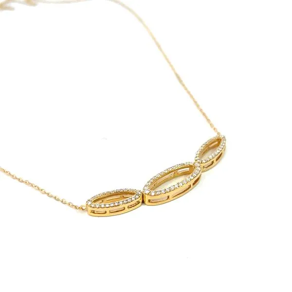 18k Yellow Gold Interlocking Oval Diamond Necklace Image 3 Arezzo Jewelers Elmwood, IL