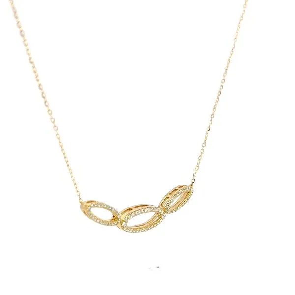 18k Yellow Gold Interlocking Oval Diamond Necklace Image 4 Arezzo Jewelers Elmwood, IL