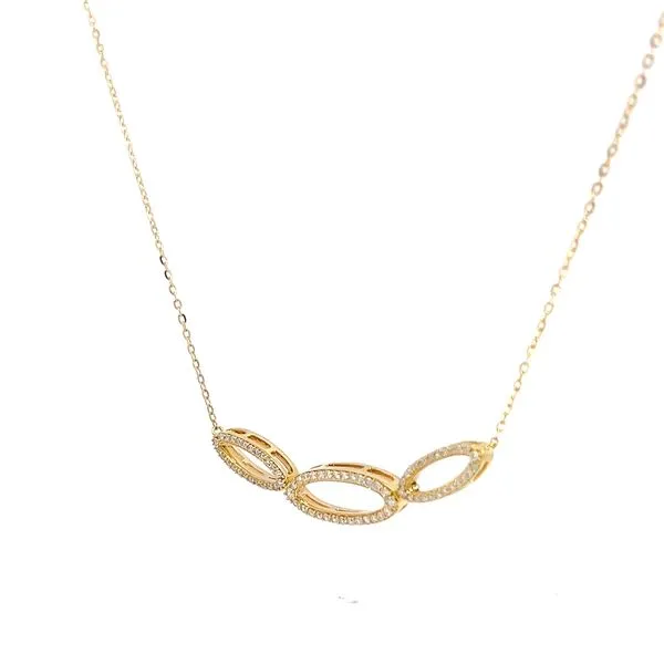 18k Yellow Gold Interlocking Oval Diamond Necklace Image 5 Arezzo Jewelers Elmwood, IL