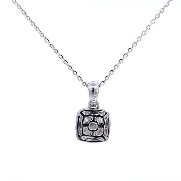 18k White Gold Cushion Cluster Diamond Pendant Image 3 Arezzo Jewelers Elmwood, IL