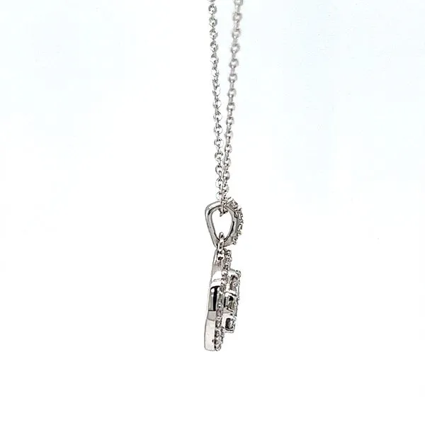18k White Gold Diamond Halo Cluster Pendant Image 2 Arezzo Jewelers Elmwood, IL