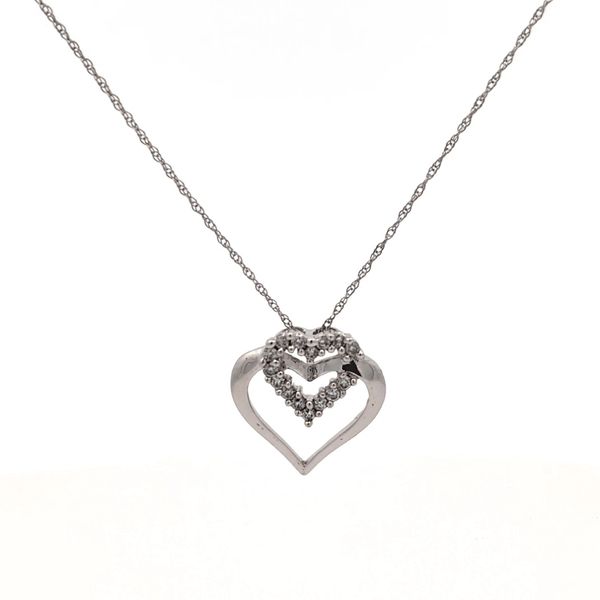 14 Karat White Gold Heart Diamond Pendant Arezzo Jewelers Elmwood Park, IL