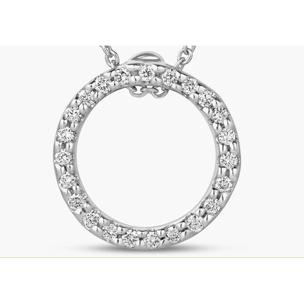 18k White Gold Designer Diamond Circle Necklace - .09cts TW Image 2 Arezzo Jewelers Elmwood Park, IL