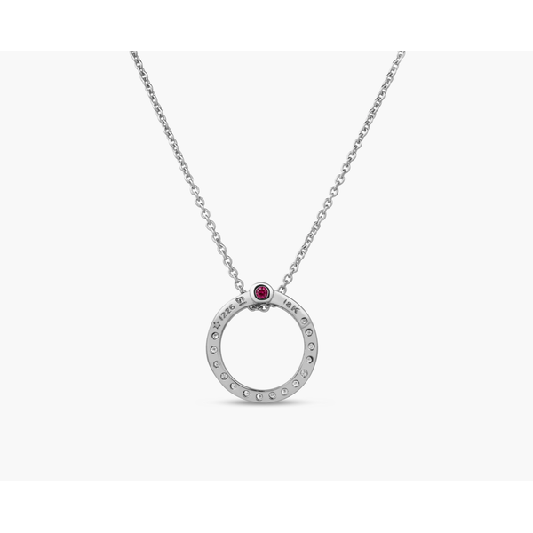 18k White Gold Designer Diamond Circle Necklace - .09cts TW Image 4 Arezzo Jewelers Elmwood Park, IL