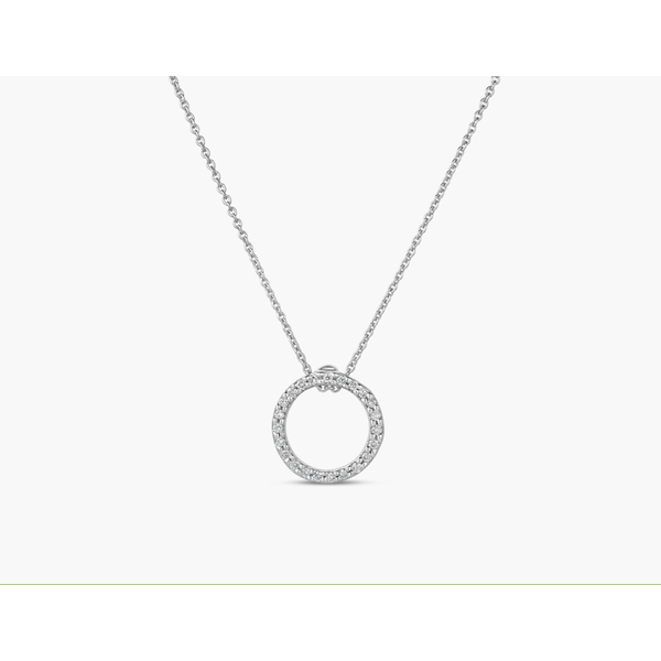 18k White Gold Designer Diamond Circle Necklace - .09cts TW Arezzo Jewelers Elmwood Park, IL