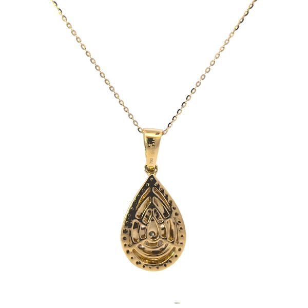 SAVOIA 18 Karat Yellow Gold Diamond Pear Halo Cluster Pendant Image 3 Arezzo Jewelers Elmwood Park, IL