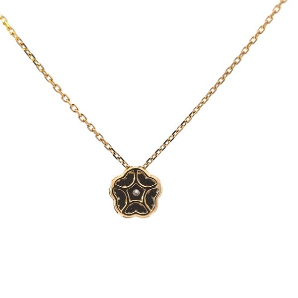 SAVOIA 18 Karat Yellow Gold Diamond Floral Halo Cluster Pendant Image 3 Arezzo Jewelers Elmwood Park, IL