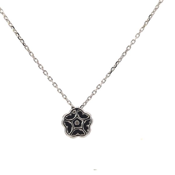 Savoia 18 Karat White Gold Diamond Floral Halo Cluster Pendant Image 3 Arezzo Jewelers Elmwood Park, IL