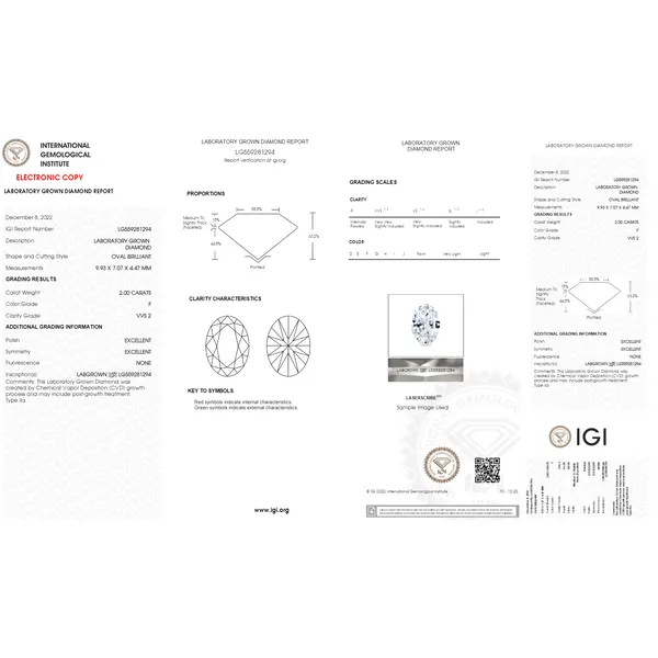 2ct Lab Grown Oval Solitaire Necklace Pendant - IGI Image 5 Arezzo Jewelers Elmwood Park, IL