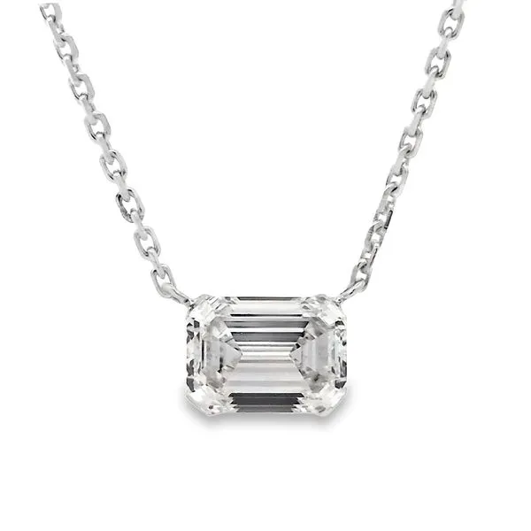 2ct Bare Emerald Cut Lab Grown Diamond Solitaire Necklace Arezzo Jewelers Elmwood Park, IL